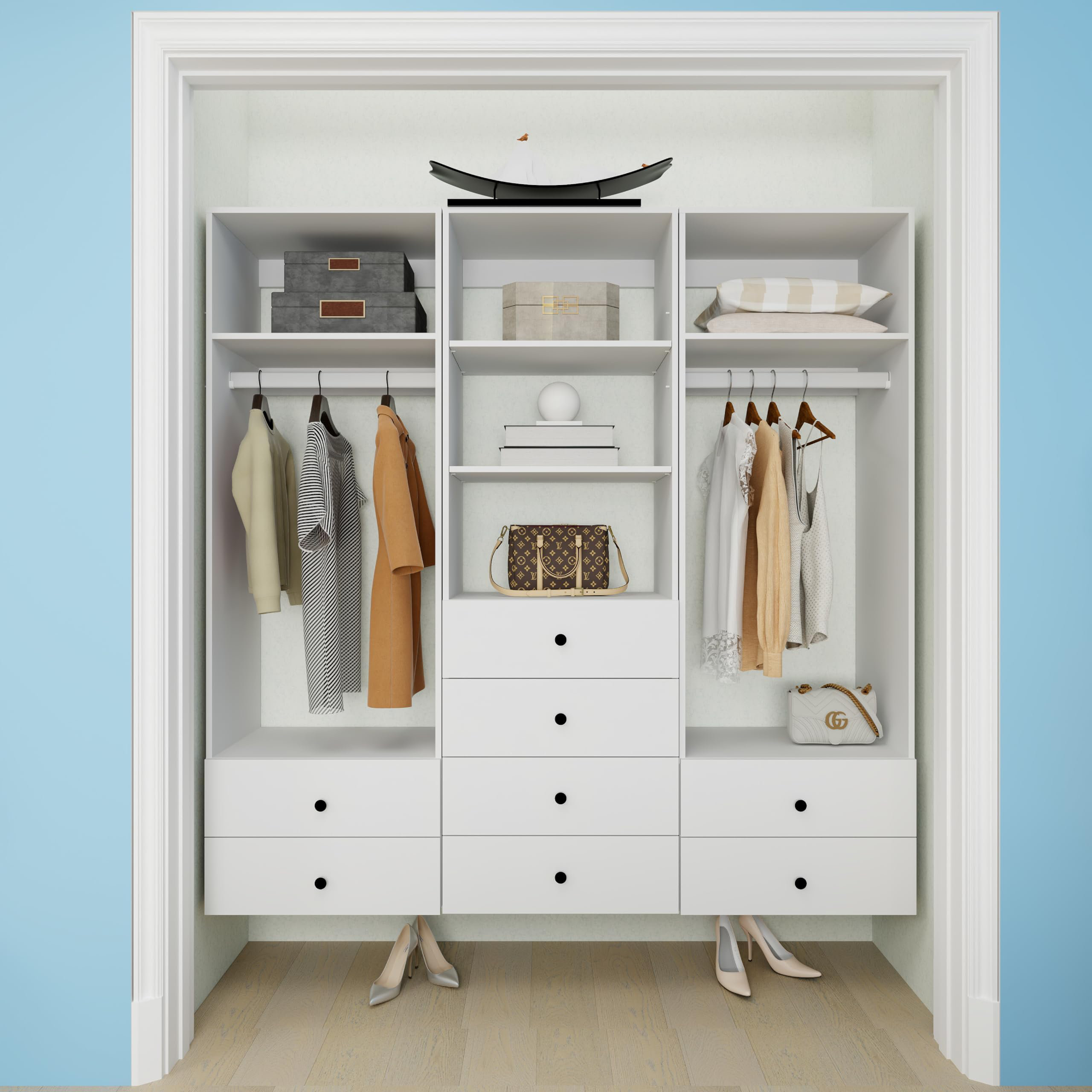 Latitude Run® Modular Wooden Closet Organizer :Closet System with 8 ...